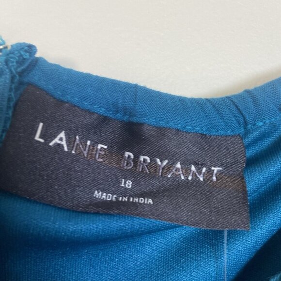 Lane Bryant Plus Size 18 Crochet Front Sun Dress Teal Bohemian Minimalist Knit - Picture 3 of 12